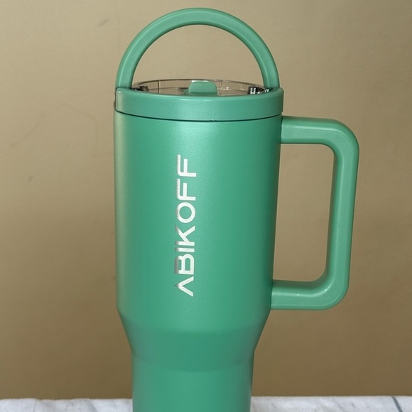 Other - ABIKOFF Green Tumbler with Handle and Flip Straw